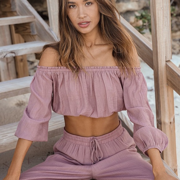 Lulus Grab Your Passport Mauve Two-Piece Swim Cover-Up Jumpsuit vacation - Picture 4 of 9